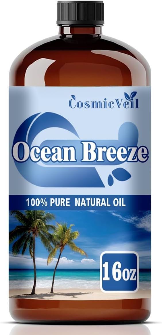 Ocean Breeze Essential Oil Fragrance Oil for Aroma Diffuser,Humidifier,Home Fragrance,Cleaning,Body Care,Massage,Yoga,DIY Candle,DIY Soap CosmicVeil（Ocean Breeze，16 Fl Oz (Pack of 1)） Cosmicveilessentialoil