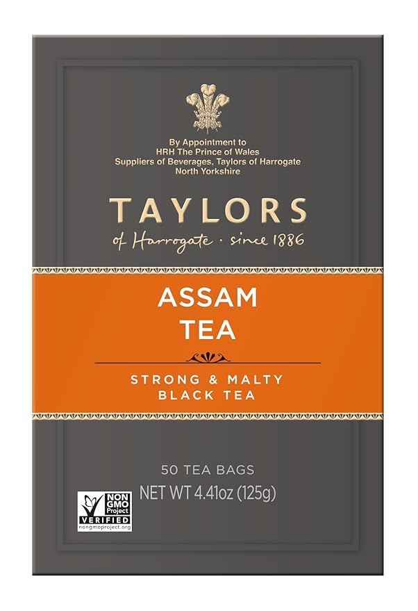 Taylors of Harrogate Assam, Black Tea, Pillow Tea Bags, 50 Count (Pack of 1), Full-bodied, Satisfying & Malty, Caffeinated, Enjoy Hot or Iced, 50 Teabags - Bloomnest