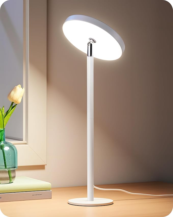 EDISHINE LED Table Lamp with 2 Adjustable Height, 5%-100% Dimmable & 3 Color Temperature, Touch Control, Modern Desk Lamp for Office, Reading, White - Bloomnest