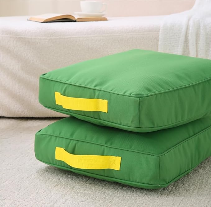 Large Floor Pillow Meditation Cushion Square Floor Cushions for Adults,Premium Washable Outdoor Cushions Seat-Yoga Pillows for Sitting on Floor 18" Green