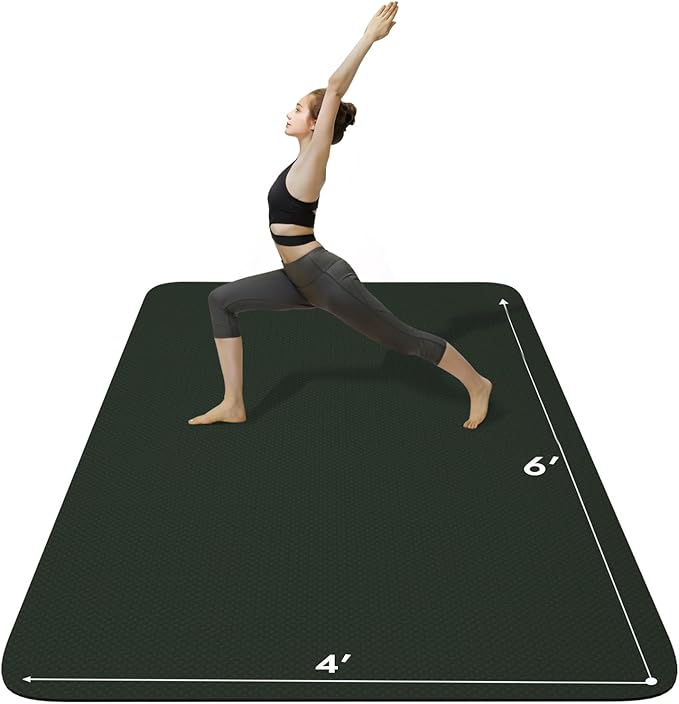FrenzyBird Large Yoga Mat 6'x 4'（72”x 48”）—1/4" &1/3" Extra Wide Exercise Mat 183cm x 122cm Large Exercise Mat Big Home Yoga Mat Pilates Mat,Non Slip,Thick,TPE Workout Mat,for Women & Men, Yoga, Pilates, Gym and Floor Workouts Pilates - Bloomnest