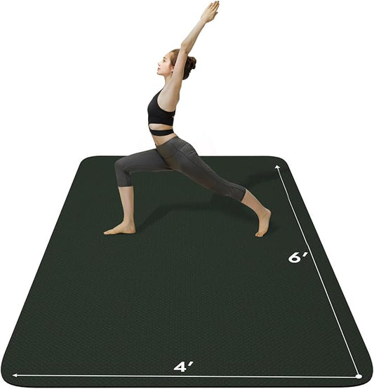 FrenzyBird Large Yoga Mat 6'x 4'（72”x 48”）—1/4" &1/3" Extra Wide Exercise Mat 183cm x 122cm Large Exercise Mat Big Home Yoga Mat Pilates Mat,Non Slip,Thick,TPE Workout Mat,for Women & Men, Yoga, Pilates, Gym and Floor Workouts Pilates - Bloomnest