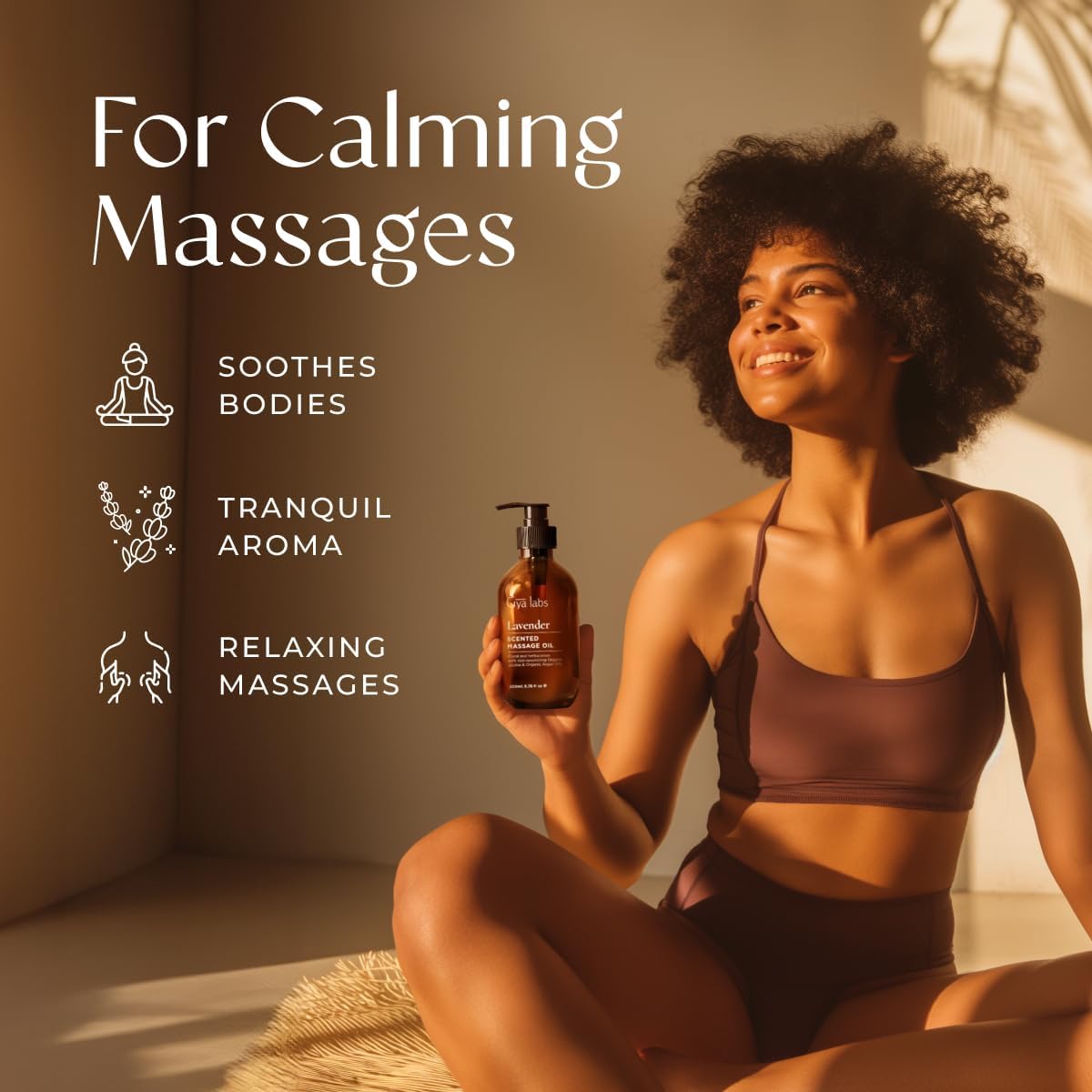 Gya Labs Lavender Massage Oil - 6.76 Fl Oz - Non-Greasy Formula for Sore Muscles, Deep Relaxation & All Skin Types - Suitable for Men & Women