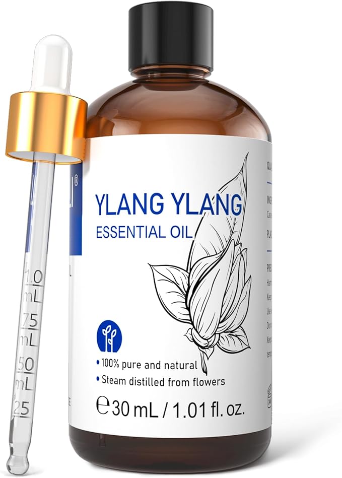 HIQILI Ylang-Ylang Essential Oil, Long-Lasting Scent for Diffusers, Perfumes, Aromatherapy, DIY - 1.01 Fl Oz - Bloomnest