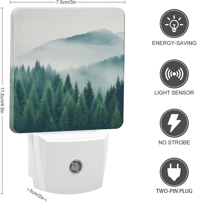Mountain Forest Night Light, Plug into Wall Decor Nightlights for Bedroom, Bathroom, Hallway, Kitchen, with Dusk to Dawn Light Auto Sensors LED Night Lights for Boys Girls Women Men Room Gifts - Bloomnest