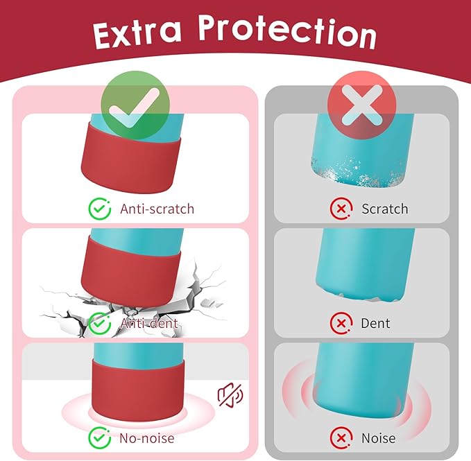 2PCS Silicone Water Bottle Boot, Compatible with Owala 24oz 32oz 40oz, Protective Anti-Scratch & Anti-Dent No Noise Sleeve Cover for FreeSip/Twist/Flip Water Bottles (Burgundy, 32oz) BKBY