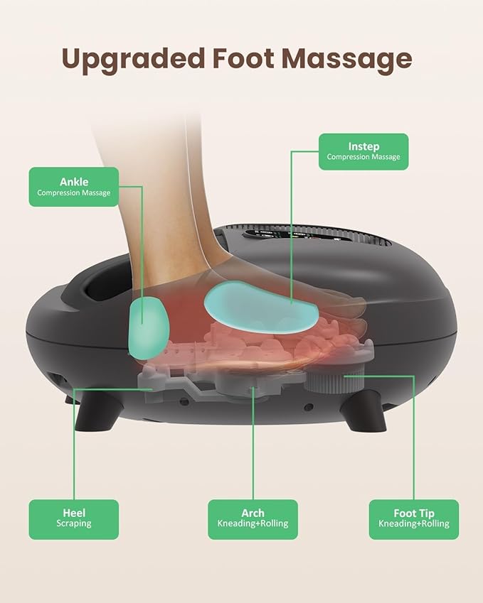 Shiatsu Foot Massager With Heat,Knead,Rolling,Compression, FSA Eligible/HSA Eligible Feet Massager Machine for Plantar Fasciitis Neuropathy, Remote Control,Foot Warmer Gifts for Women Men, Size 14 - Bloomnest