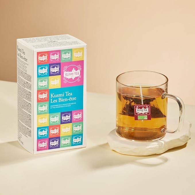 Kusmi Tea - Organic Tea Gift Set - Sampler Assortment Variety Box - Gift Idea for Men and Women - Green Tea, Herbal Tea, Detox - A Selection of 6 Recipes - 24 Tea Bags - Kusmi Wellness Set - Bloomnest