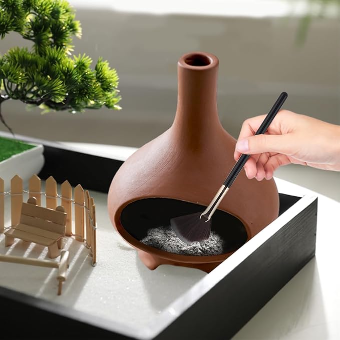 Palo Santo Holder Handmade Ceramics Incense Burner Chimney Dish Smudge Bowl for Palo Santo Sticks Sage Bundles with Brush(Brown) (Combustion Furnace) XINXINGDINGSHENG