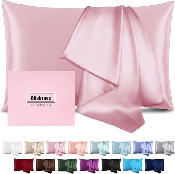 Silk Pillowcase for Hair and Skin Mulberry Silk Pillowcase Soft Breathable Smooth Both Sided Natural Silk Pillowcase with Zipper Beauty Sleep Silk Pillow Case 1 Pack for Gift (Standard, Pink) - Bloomnest