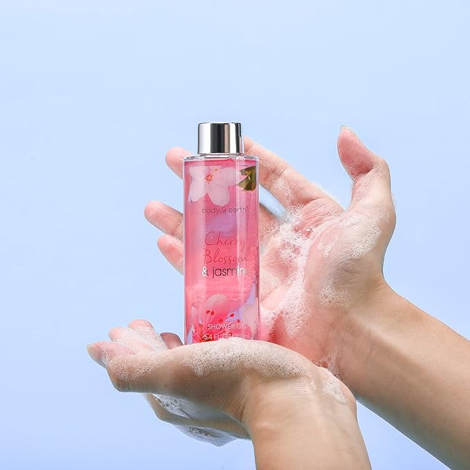 Body & Earth Gift Baskets for Women Bath and Body Set for Her, Cherry Blossom & Jasmine Spa Gifts for Women , Birthday, Mother's Day, Valentine's Day Gifts for Wife, Girlfriend, Mom