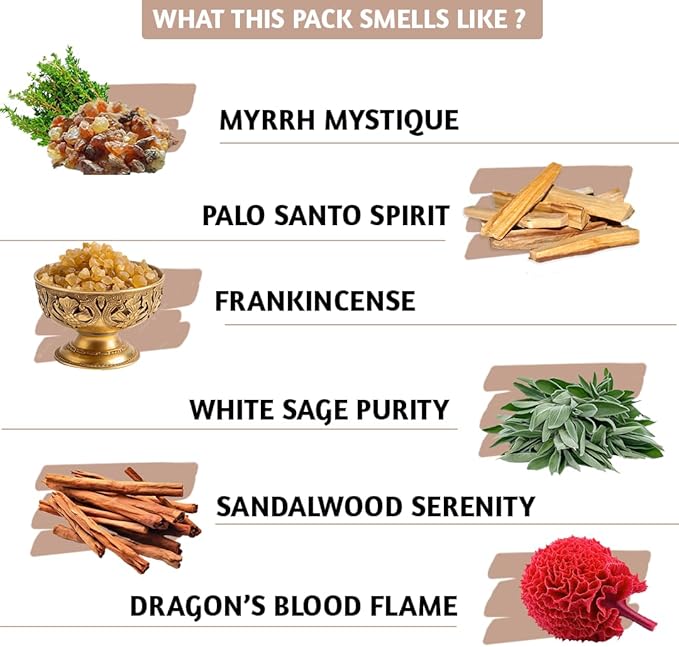 Folkulture Incense Cones Scented | Set of 6 Fragrances (120 Cones) with Holder | Set of 6 (60 Cones) Pack | Palo Santo, Frankincense, White Sage, Sandalwood Inscents FOLKULTURE