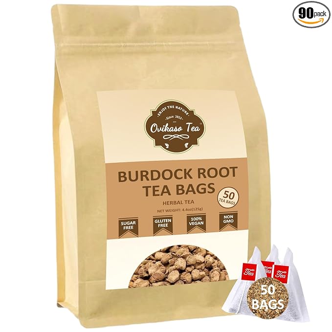 Ovikaso Tea, Burdock Root Tea Bags, 50 Pyramid Tea Bags, 2.5g/bag, Direct from Source, Aid in Digestion & Improving Liver Health, Herbal Tea - Bloomnest