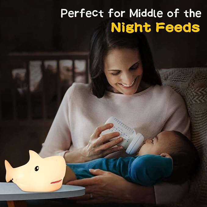 Tremdwoto Night Light for Kids, 7 Colors Shark Night Light Rechargeable Squishy Silicone LED Nightlight Lamp as Birthday Christmas Gifts for Baby Boys Children Toddlers Tween Girls Nursery - Bloomnest