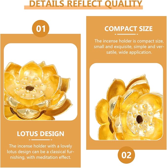 4PCS Lotus Stick Incense Holder, Gold Brass Incense Holder for Sticks and Cone, Metal Agarbatti Stand for Pooja Decorations Meditation Yoga Relaxation - Bloomnest