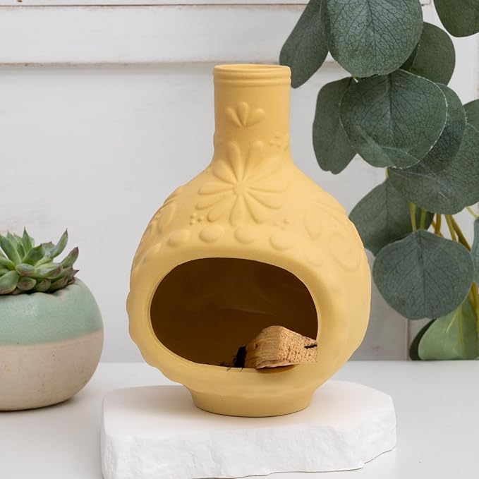 Handmade Ceramic Palo Santo Burner&Incense Holder-Mini Chimenea Dish for Sage Sticks,Copal,and Meditation Decor-Natural Clay Smudge Pot with Aromatic Design,Anxiety Relief Gifts for Women - Bloomnest