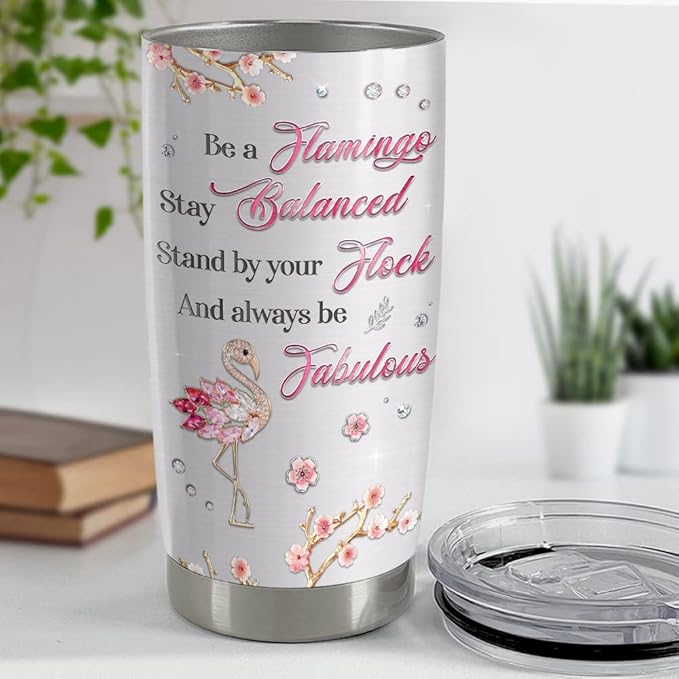 Personalized Flamingo Tumbler Custom Name Cup Who Loves Flamingos 20oz 30oz Tumblers with Lid Gift for Women Girl Daughter Sister Animal Lovers Christmas Birthday - Bloomnest