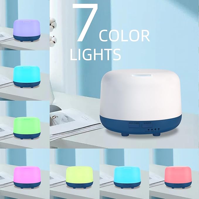 300ML Essential Oil Diffuser with Remote Control, 7 LED Color Changing Light,Ultrasonic Cool Mist Scent Humidifier - Bloomnest