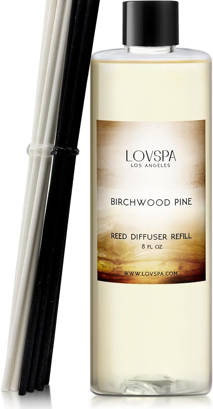 LOVSPA Birchwood Pine Diffuser Oil - Holiday Essential Oils for Diffuser Refill & Air Freshener Room Spray - Long-Lasting & Natural Home Fragrance, Scented Oil for Diffusers, USA Made, 8 oz - Bloomnest