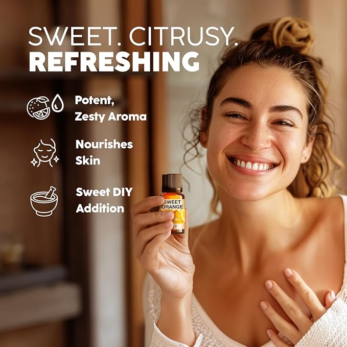 KUKKA Sweet Orange Essential Oils - 0.34 Fl Oz - for Hair, Skin, Diffuser, Aromatherapy & DIY Soap Making Scent - Bloomnest