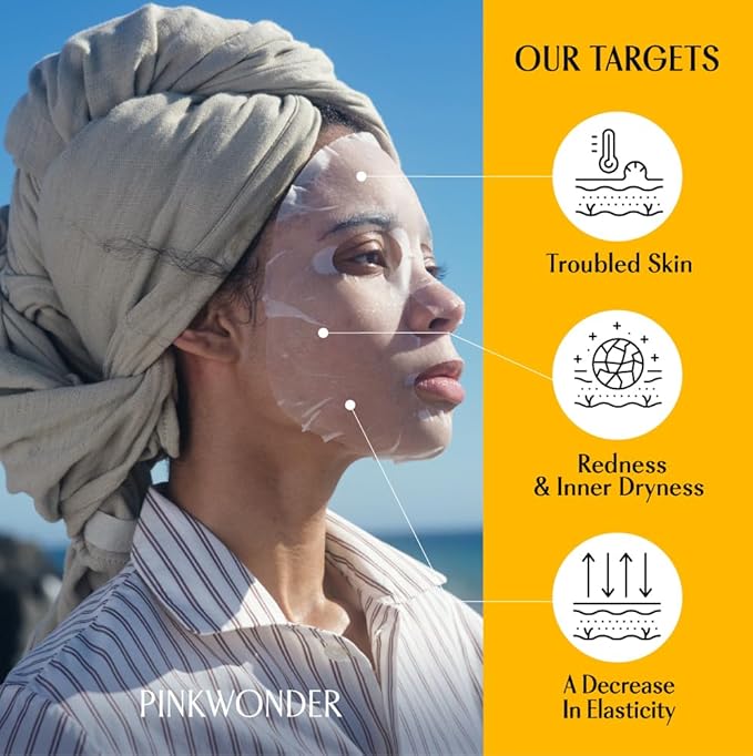 PINKWONDER Jojoba Deep Moisture Sheet Masks (5EA), Jojoba Oil and Hyaluronic Acid, Soothing for Dry and Sensitive Skin, Vegan Fabric, Korean Skincare - Bloomnest