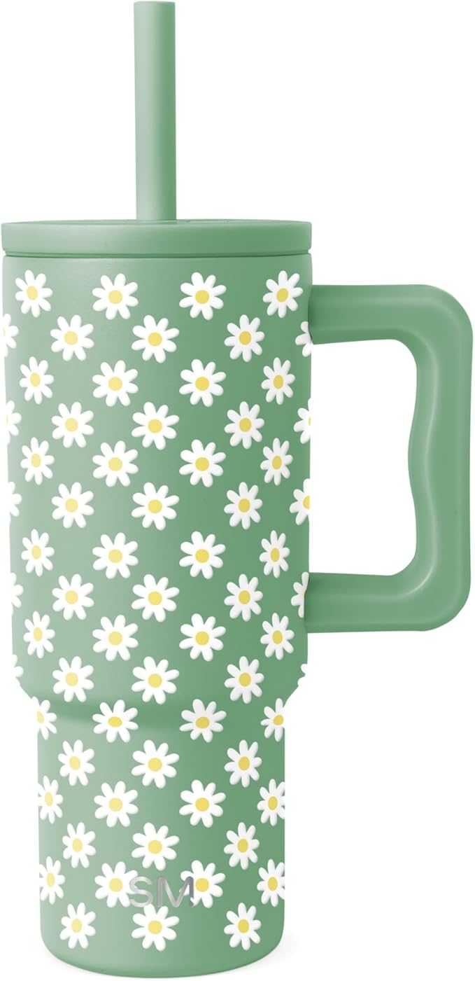 Simple Modern Kids 24 oz Tumbler with Handle and Silicone Straw Lid | Spill Proof and Leak Resistant | Reusable Stainless Steel Bottle | Gift for Kids Boys Girls | Trek Collection | Sage Florals - Bloomnest