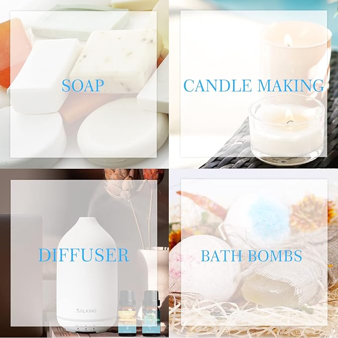 SALKING Summer Fragrance Oils Set, Premium Essential Oils Gift Set for Diffuser, Scented Oil for Soap & Candle Making - Ocean Breeze, Mojito, Coconut, Pineapple, Watermelon, Vanilla Ice Cream - Bloomnest