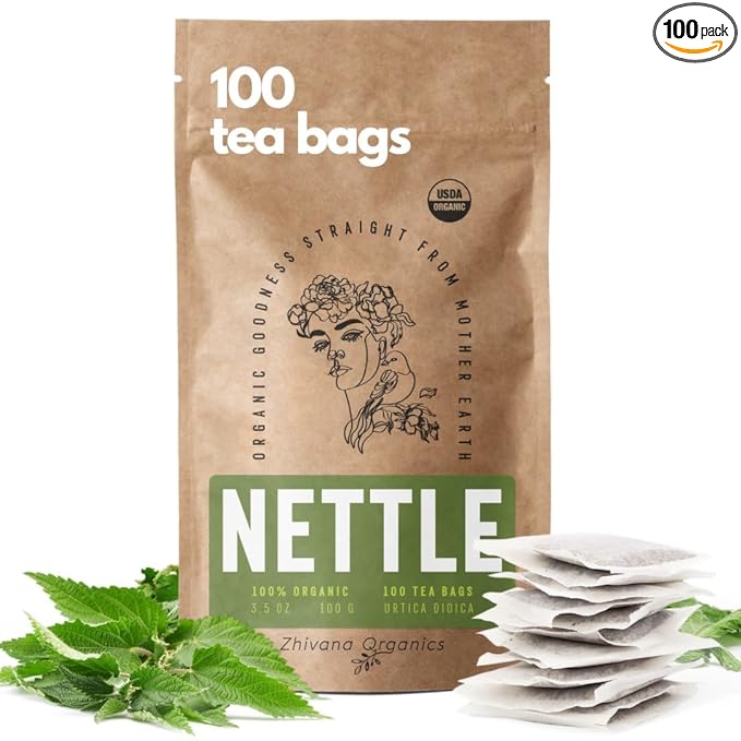 Stinging Nettle Tea Organic (100 Tea Bags) - Stinging Nettle Leaf, Ortiga Verde Organica, Urtica Tea - Bloomnest