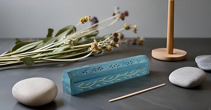 Wooden Incense Stick & Cone Burner Holder Coffin with Storage Compartment Organic Eco Friendly Ash Catcher Agarbatti Holder Rustic Style for Meditation Yoga Aromatherapy Home Fragrance Products - Bloomnest