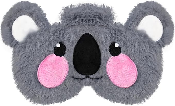 Sleep Mask Cute Design for Sleeping, Cartoon Soft Plush Blindfold Funny Animal Eye Cover for Girls Teens Women and Adult Eye Shade (Grey Koala) - Bloomnest