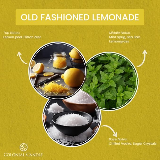 Colonial Candle Old Fashioned Lemonade Jar Candle, 2 Wick, 3.5 oz, Mottled Wax Candle - Bloomnest