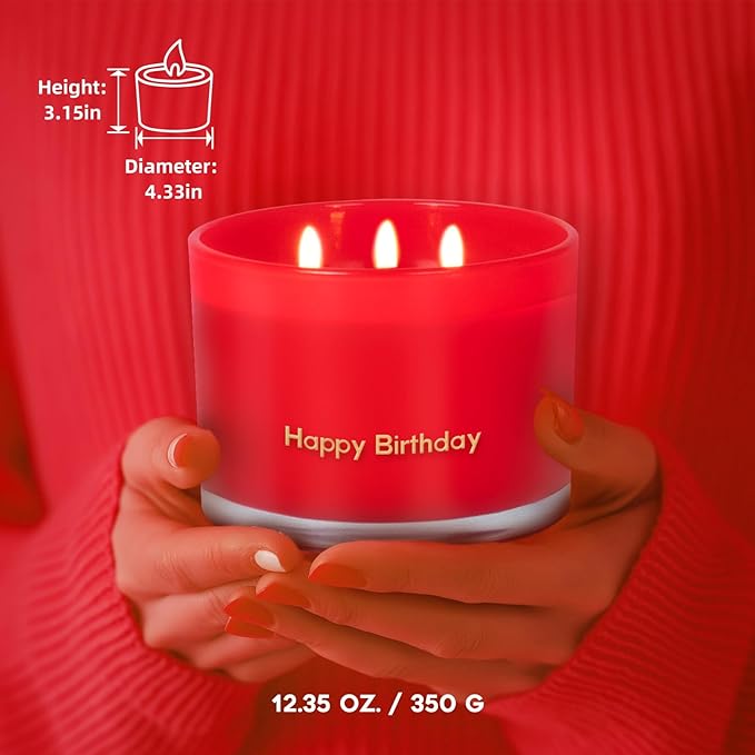 KONNI Red Rose Scented Candles Home 3 Wick Soy Candles, 12.35oz Luxury Relaxing Aromatherapy Candle for Women Men, 50 Hours Long Lasting Clean Burning Jar Candle, Romantic Lover Birthday Gift - Bloomnest