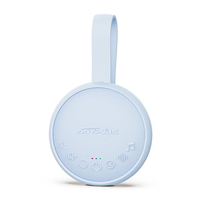 White Noise Machine for Sleeping Adults & Baby, Portable Sound Machine with 24 Soothing Sounds, Bluetooth 5.1, Battery Powered, 3 Timer Settings, Memory Function for Home, Office, Travel (Blue)