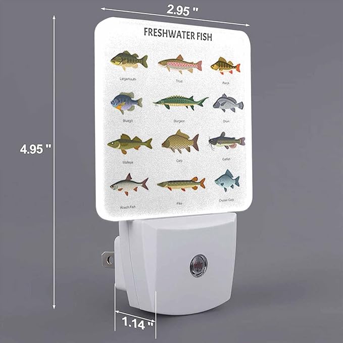 LED Night Light,Beautiful Underwater Lake Fish LED Night Light Plug into Wall with Dusk to Dawn Light Sensor White Energy Efficient Nightlight for Bedroom Bathroom Hallway Living Room Kitchen - Bloomnest