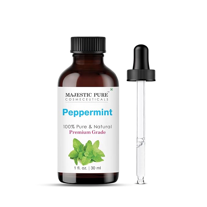 Majestic Pure Peppermint Essential Oil with Glass Dropper - 1 Fl Oz - 100% Pure and Natural Peppermint Oil - Premium Grade Essential Oils for Diffuser, Aromatherapy, Soap and Candle Making - Bloomnest