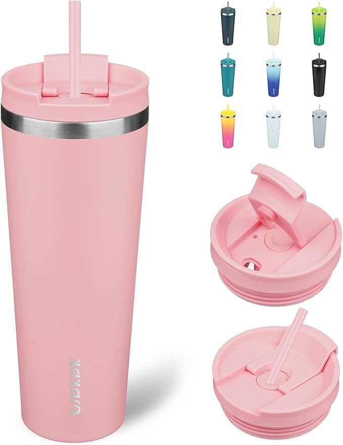 BJPKPK 26oz Tumbler With lid And Straw Stainless Steel Travel Coffee Mug Insulated Tumblers Cups,Light Pink - Bloomnest