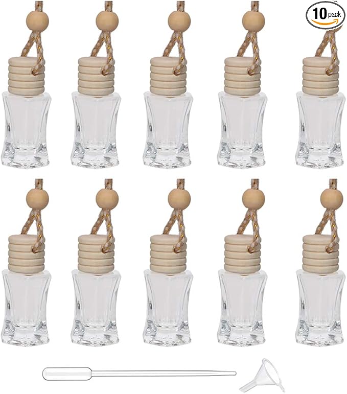 Car Aromatherapy Essential Oil Diffuser Bottle,10 Pack Car Air Freshener Bottle Empty Hanging Perfume Bottle Fragrance Decor Accessories Auto Window Ornament (hexagon) - Bloomnest