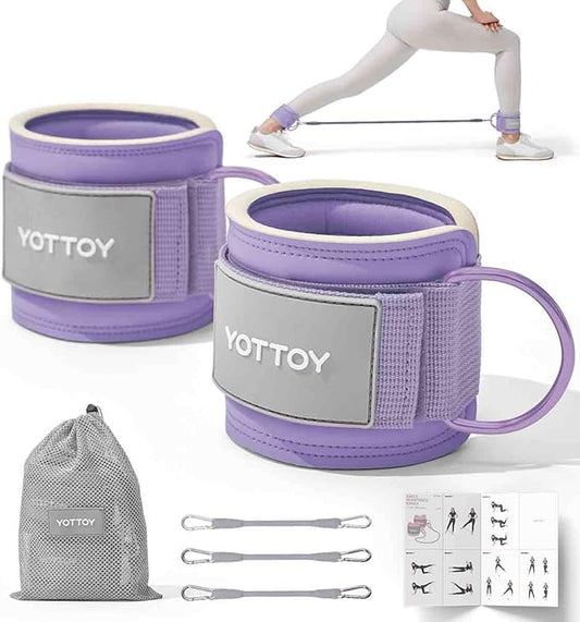 YOTTOY Ankle Resistance Bands with Cuffs, Adjustable Ankle Straps for Leg & Glute Workout, Butt Exercise Bands for Cable Machines Women, Perfect for Hip Fitness & Booty Training