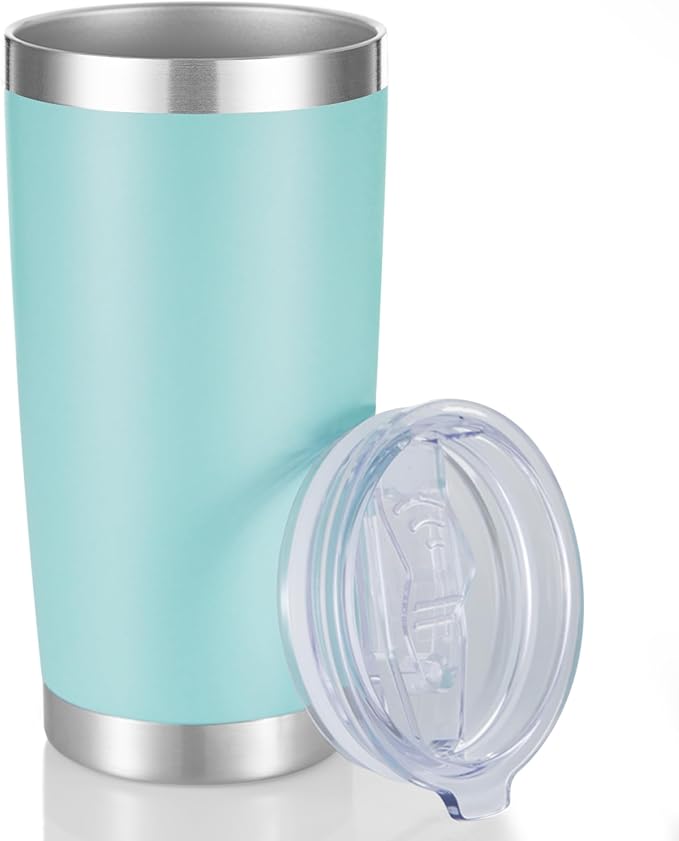 20 oz Tumbler Stainless Steel Tumblers with Lid Double Wall Vacuum Insulated Coffee Mug 20oz Powder Coated Cup for Hot and Cold Drinks, Turquoise, 1 pack - Bloomnest