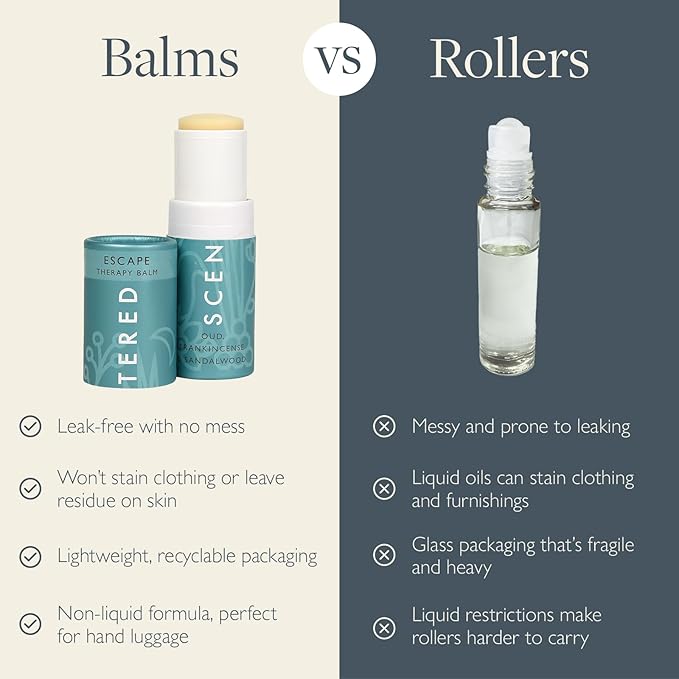 Scentered Aromatherapy Balm Stick - Escape - Natural Calm Essential Oil Roll On - Meditation Aid for Relaxation & Self-Care - 100% Natural: Frankincense, Oud, Sandalwood - Mindfulness Gifts for Women - Bloomnest