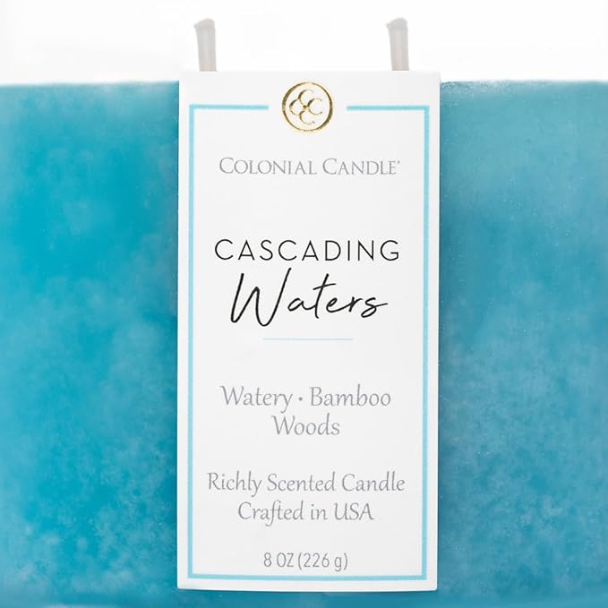 Colonial Candle Cascading Waters Scented Candle Jar, Highly Fragranced Candles for Home Scented, Mottled Wax Candle, 2 Wick, 8 oz - Made in The USA - Bloomnest