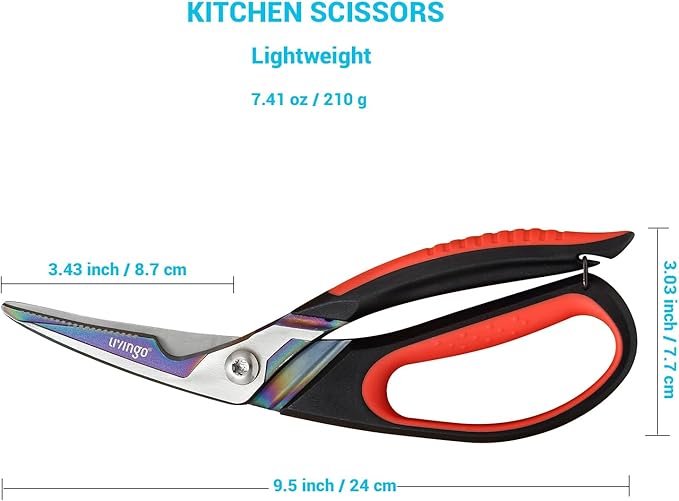LIVINGO Heavy Duty Kitchen Scissors - Titanium Coated Sharp Poultry Shears Multipurpose for Cutting Chicken Bones, Meat, Vegetable Food, 9.5 Inches Comfortable Grip with Safe Lock - Bloomnest