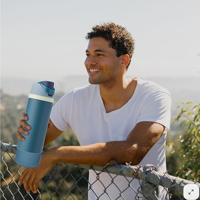 2PCS Silicone Water Bottle Boot, Compatible with Owala 24oz 32oz 40oz, Protective Anti-Scratch & Anti-Dent No Noise Sleeve Cover for FreeSip/Twist/Flip Water Bottles (Denim, 32oz) BKBY