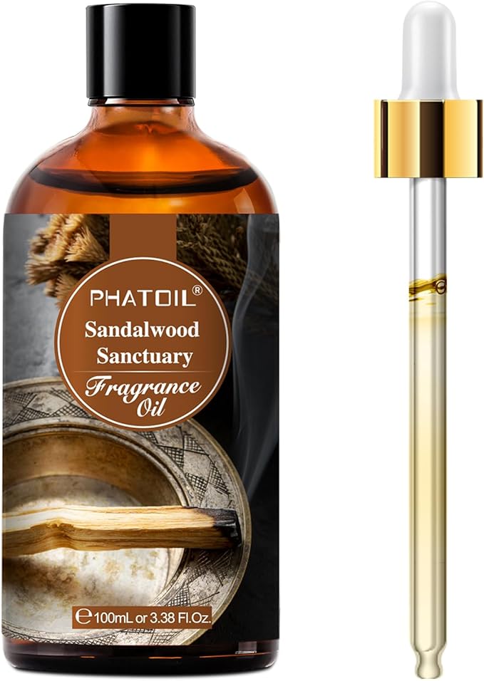 PHATOIL 3.38FL.OZ Sandalwood Sanctuary Fragrance Oils for Aromatherapy, Essential Oils for Diffusers for Home, Perfect for Diffuser, Yoga, Skin Care, DIY Candle and Soap Making - 100ml - Bloomnest