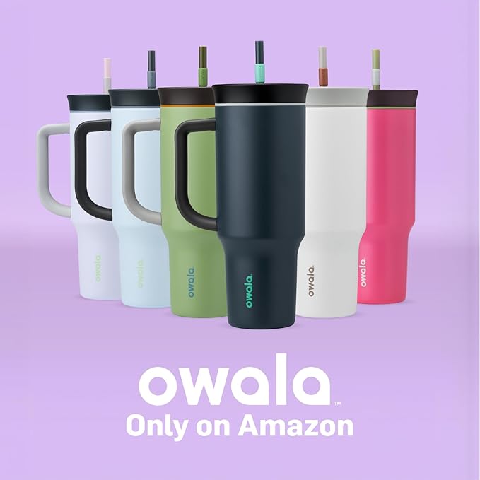 Owala Stainless Steel Triple Layer Insulated Travel Tumbler with Spill Resistant Lid, Straw, and Carry Handle, BPA Free, 40 oz, Blue (The Great Blue) (Pack of 6) - Bloomnest