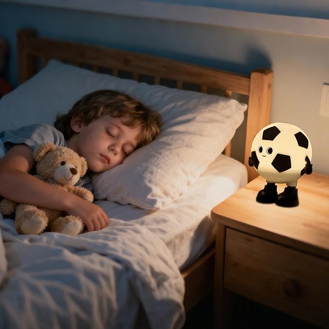 Cute Soccer Ball Fun Night Light - Dimmable RGB Touch Control Lamp, USB-C Rechargeable, Stress Relief Toy for Sports Fans, Home Decor and Gift - Bloomnest
