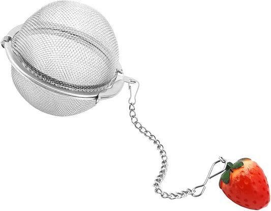 Cute Tea Infuser, Strawberry Tea Ball Tea Filter Cute Stainless Steel Ball Mesh Strainer for Loose Tea and Spices & Seasonings (Strawberry)