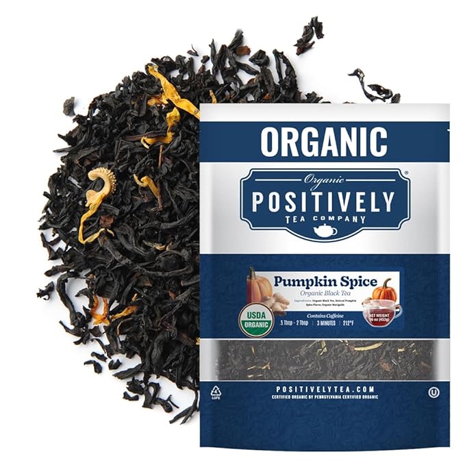 Organic Positively Tea Company, Pumpkin Spice Black Tea, Loose Leaf, 16 Ounce - Bloomnest