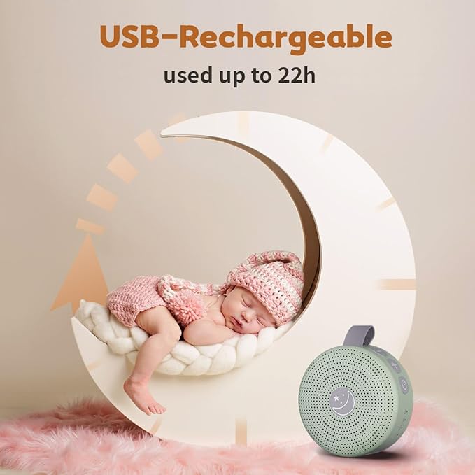 Mini Sound Machine Portable Baby White Noise Machine Brown Noise Machine 30 Soothing Sounds for Kids Adults Auto-Off Timer 32 Volume Levels Battery Sleep Machine for Home Office Privacy (Pale Green) - Bloomnest