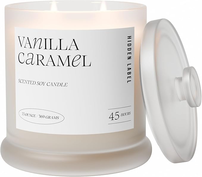 Fall Candles Vanilla Caramel Scent, Big Soy Candle for Home Scented, 13oz /75H Natural Candles Non Toxic | 2 Wick Aromatherapy Candle for Home Decor, Stress Relief & Relaxation - Bloomnest